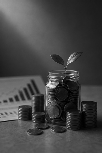Fundraising jar with plant